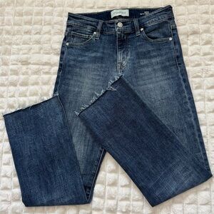 Stonefield 26 x 27 Royce High Rise Cropped Demi Boot Jeans ~ Medium Wash Raw Hem